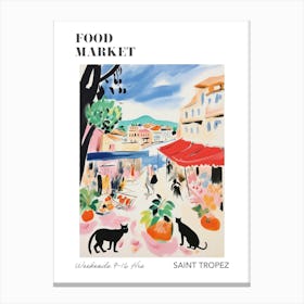 The Food Market In Saint Tropez 1 Illustration Poster Canvas Print