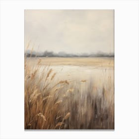 Autumn Landscape Hay Field Painting Canvas Print