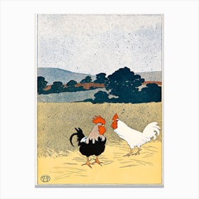 Two Roosters In A Field (1898), Edward Penfield Canvas Print