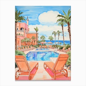 The Resort At Pelican Hill   Newport Beach, California   Resort Storybook Illustration 3 Canvas Print