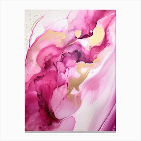 Pink, White, Gold Flow Asbtract Painting 0 Canvas Print