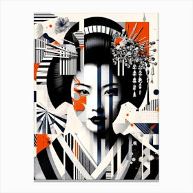 Geisha in Minimal Black-Orange Canvas Print