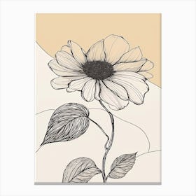 Line Art Sunflower Flowers Illustration Neutral 2 Canvas Print