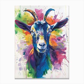 Goat Colourful Watercolour 2 Canvas Print