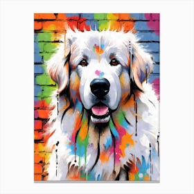 Aesthetic Great Pyrenees Dog Puppy Brick Wall Graffiti Artwork Canvas Print