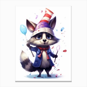 Cute Kawaii Cartoon Raccoon 18 Canvas Print