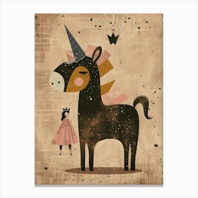 Unicorn & Princess Muted Pastels 2 Canvas Print