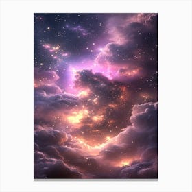 Cloudy Sky With Stars Canvas Print