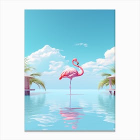 Magic021 Pink Flamingo Floating In The Water On A Platform Besi 144dc343 6874 4edd 853e Cc0fdc0035a6 Canvas Print