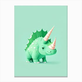 Triceratops Cute Mint Dinosaur Canvas Print