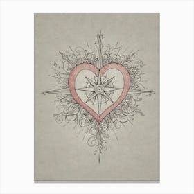 Heart Compass Tattoo Canvas Print