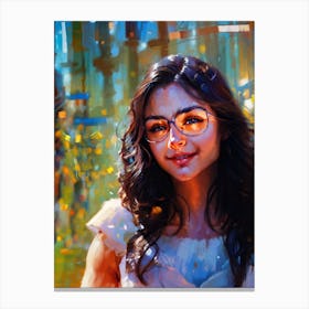 Portrait Of A Girl With Glasses Canvas Print