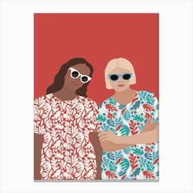 Jess And Jade   Red Canvas Print