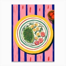 A Plate Of Oranges, Top View Food Illustration 2 Canvas Print
