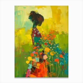 The Girl In The Flower Field Canvas Print