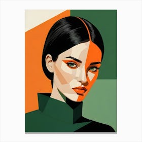 Geometric Woman Portrait Pop Art (19) Canvas Print
