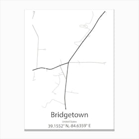 Bridgetown,United States Minimalist Map 1 Canvas Print