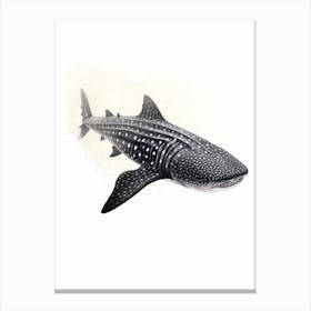 Oil Painting Of A Whale Shark Shadow Outline In Black 1 Canvas Print