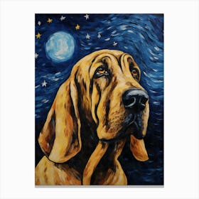 English Bloodhound Starry Night Dog Portrait Canvas Print