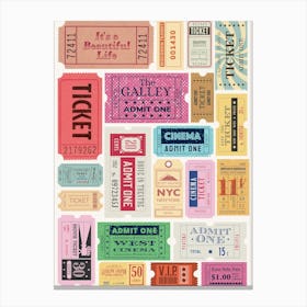 Collection Of Movie Tickets Canvas Print