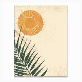 Palm Leaf And Sun Canvas Print