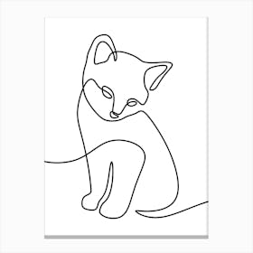 Continuous Line Drawing Of A Cat Monoline Simple Line Art Drawing Canvas Print