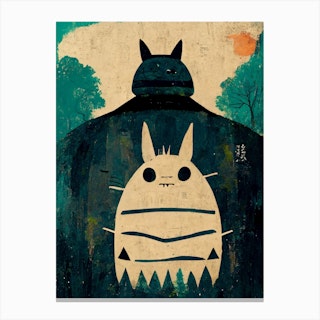 Totoro Basquiat Style Canvas Print