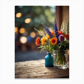 Colorful Flowers In A Vase Canvas Print