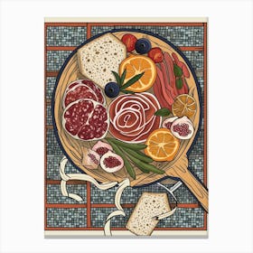 Charcuterie Board On A Tiled Background 2 Canvas Print