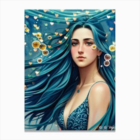 Blue Haired Girl 1 Canvas Print