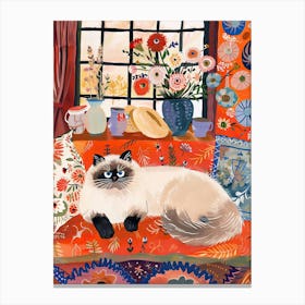 Tea Time With A Himalayan Cat 2 Canvas Print