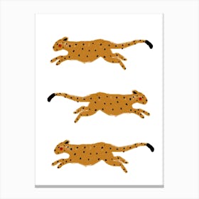 Orange Leaping Leopards Canvas Print