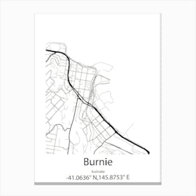 Burnie,Australia Minimalist Map Canvas Print