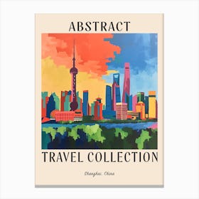 Abstract Travel Collection Poster Shanghai China 1 Canvas Print
