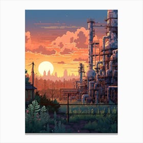 Industrial Landscape Pixel Art 2 Canvas Print