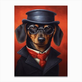 Gangster Dog Dachshund Canvas Print