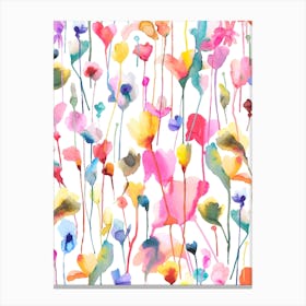 Summer Wild Rustic Flowers Colourful Canvas Print