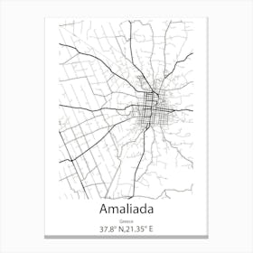 Amaliada,Greece Minimalist Map Canvas Print