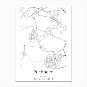 Puchheim,Germany Minimalist Map Canvas Print