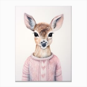 Baby Animal Watercolour Deer Canvas Print