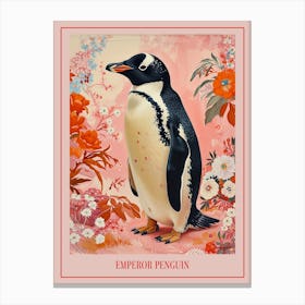 Floral Animal Painting Emperor Penguin 3 Poster Canvas Print