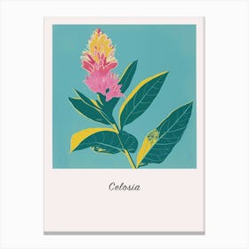 Celosia 1 Square Flower Illustration Poster Canvas Print