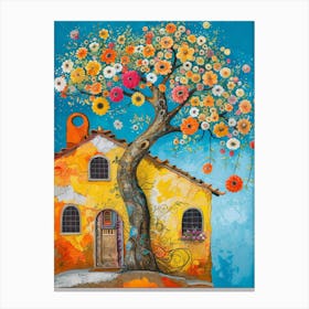 House With Flowers 3 Canvas Print