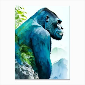 Gorilla On Top Of A Cliff Gorillas Mosaic Watercolour 1 Canvas Print