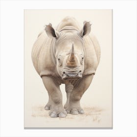 Detailed Vintage Illustration Of A Rhino 1 Canvas Print