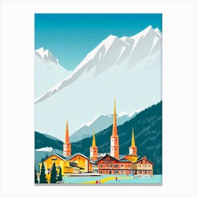St Anton 2, Austria Midcentury Vintage Skiing Poster Canvas Print