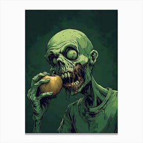 Scary Zombie Eating An Apple 5 Canvas Print