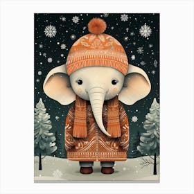 Cute Elephant In Winter Canvas Print