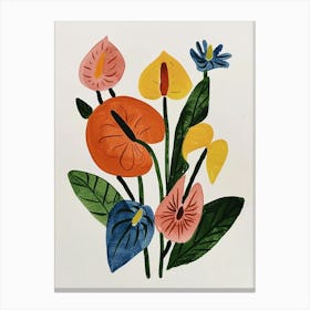 Painted Florals Flamingo Flower 3 Canvas Print