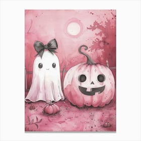 Ghosts And Pumpkins Canvas Print